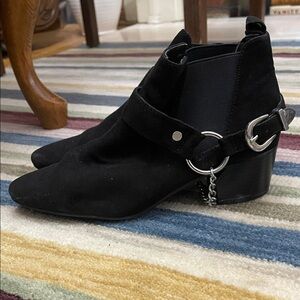 Black Ankle Boots with Chain Detail